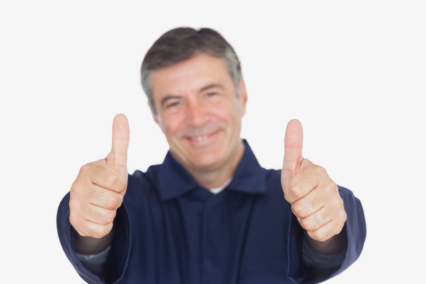 male worker doing a two thumbs up depicting Faster Repairs