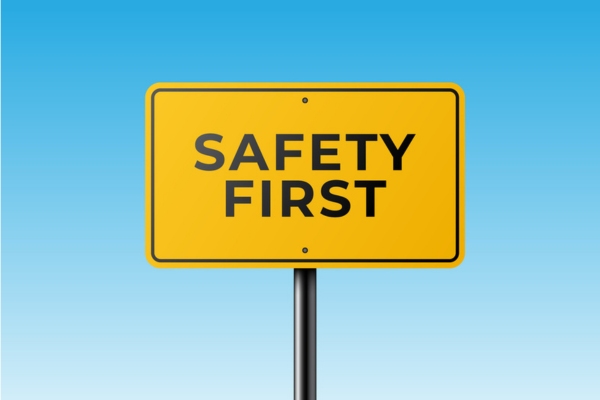 safety first road sign depicting propane