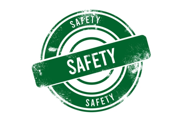 safety on green round rubber stamp depicting Propane Tank